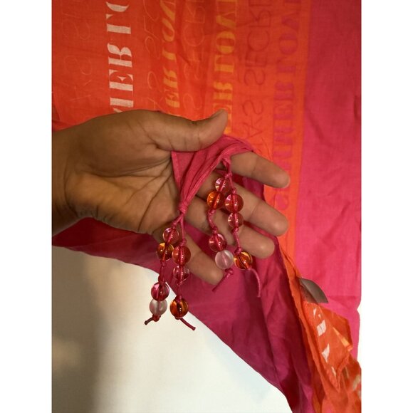 Victoria's Secret Logo Pink and Orange Beach Wrap Sarong Cover Up Y2K - Picture 6 of 8